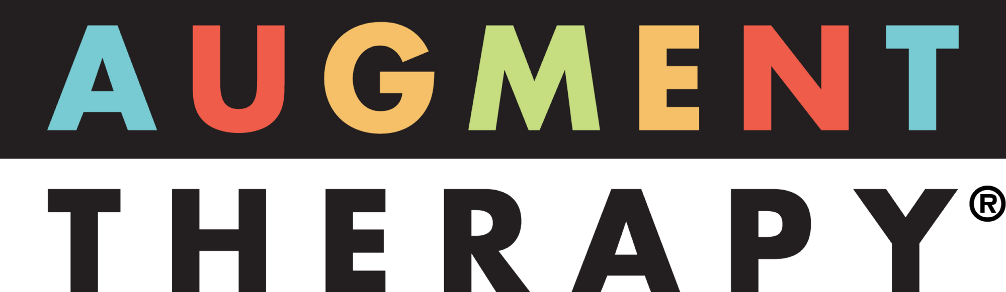 Colorful 'Augment Therapy' logo on a black background