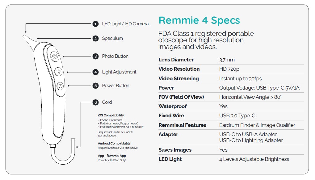 Remmie 4 Portable Otoscope