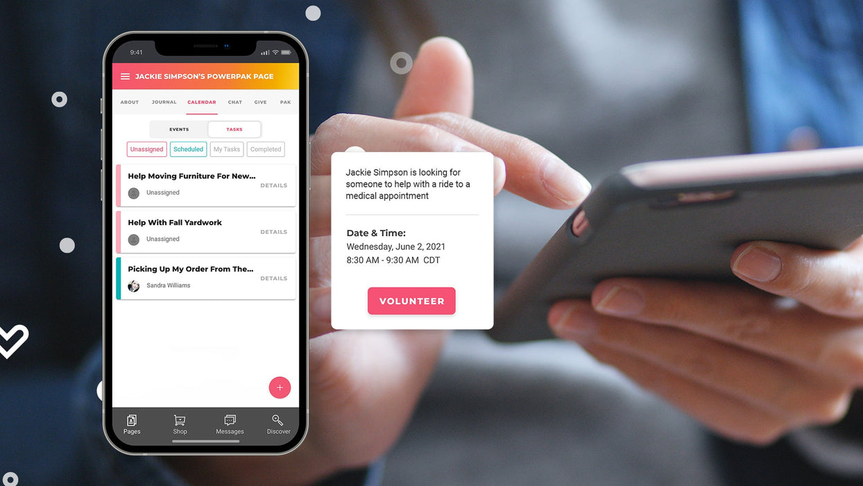 Person using a smartphone app on a blurred background